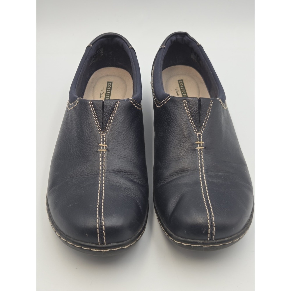 Clarks Ashland Joy Navy Slip On Size 9 Women Shoes EUC Classic Comfort